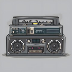 Illustration of a retro boombox, ideal for a nostalgic background or wallpaper