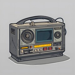 Illustration of a retro boombox, ideal for a nostalgic background or wallpaper