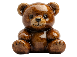 a small brown bear statue. 