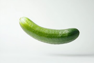 Fresh Green Cucumber Floating Against a Minimalistic Background for Culinary Presentation