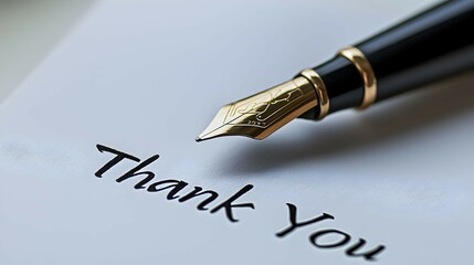 Gold Fountain Pen Writing Thank You Note