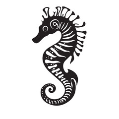 Fototapeta premium Seahorse in cartoon, doodle style . Image for t-shirt, web, mobile apps and ui. Isolated 2d vector illustration in logo, icon, sketch style, Eps 10, black and white. AI Generative