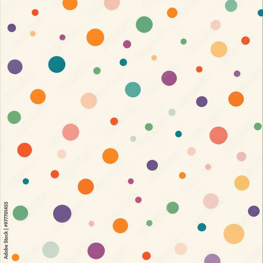 Poster a playful pattern featuring colorful circles on a soft cream background, perfect for design projects
