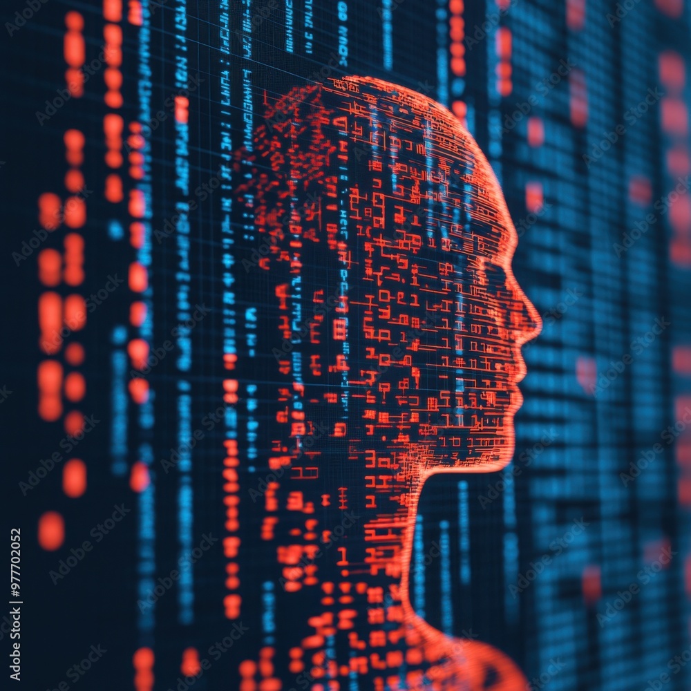 Aufkleber abstract visual of ai circuits and stock market numbers merging into one, [ai finance], [robot intel