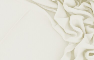 Delicate white fabric with soft folds. 