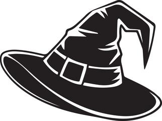 Witch Hat Silhouette Vector Icon illustration on white Background.