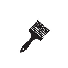 Paintbrush silhouette. Paintbrush logo, icon. Paintbrush vector design isolated on white background.