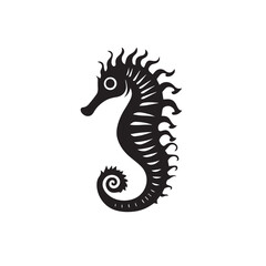 Fototapeta premium Seahorse in cartoon, doodle style . Image for t-shirt, web, mobile apps and ui. Isolated 2d vector illustration in logo, icon, sketch style, Eps 10, black and white. AI Generative