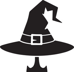Witch Hat Silhouette Vector Icon illustration on white Background.