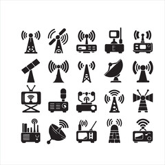 Antenna icon silhouette on white background
