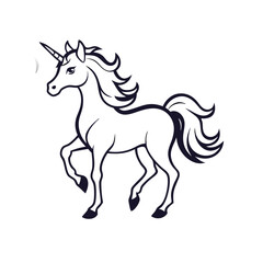 Fototapeta premium a unicorn, silhouette vector art illustration clipart, isolated white background