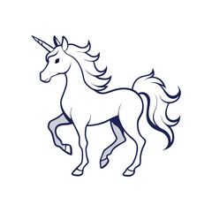 Fototapeta premium a unicorn, silhouette vector art illustration clipart, isolated white background