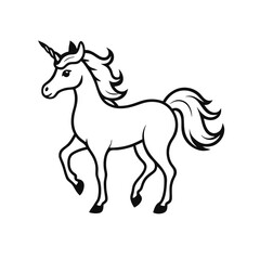 Fototapeta premium a unicorn, silhouette vector art illustration clipart, isolated white background