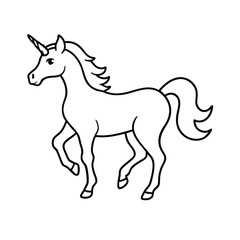 a unicorn, silhouette vector art illustration clipart, isolated white background