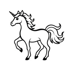 Fototapeta premium a unicorn, silhouette vector art illustration clipart, isolated white background