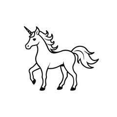 a unicorn, silhouette vector art illustration clipart, isolated white background