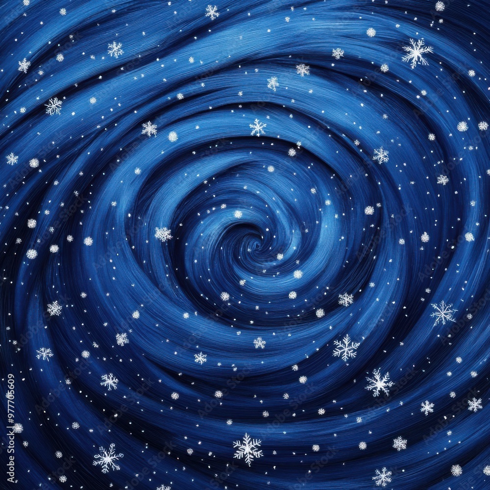 Aufkleber a soft snowfall turning into swirling whimsical snowflake patterns, creating a magical christmas nig