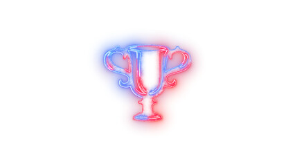 Trophy icon neon glow on transparent background blue red color