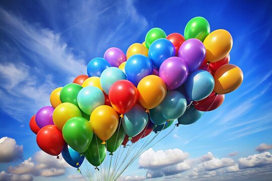 Vibrant colorful balloons tied together in pairs, highlighting year-over-year and year-to-year growth, symbolizing