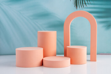 Peach Stands with Blue Background, Product Hero Image