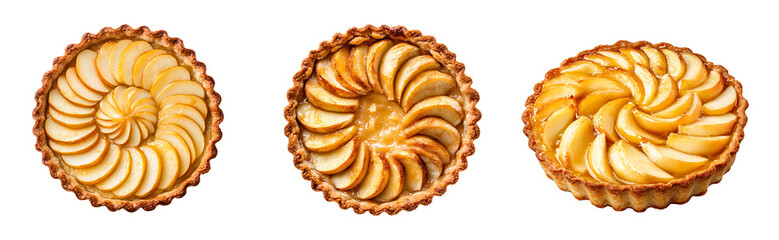 Set of apple pie  on transparent background