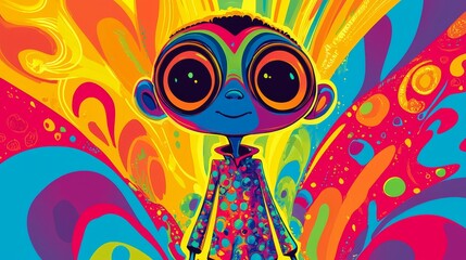 Colorful Abstract Character with Big Eyes