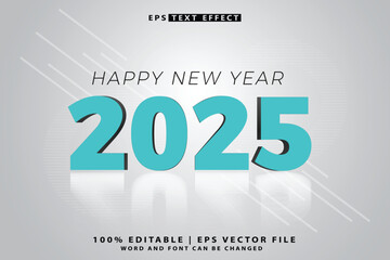 Obraz premium Happy new year 2025 editable text effect