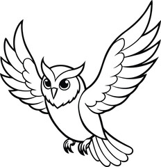 Owl bird line art vector illustration perfect for minimal owl logos and wise owl character illustrations