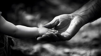 Hand Holding a Baby's Hand: A gentle adult hand holding a baby's tiny hand, symbolizing care and protection. 
