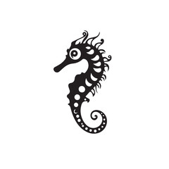 Obraz premium Seahorse in cartoon, doodle style . Image for t-shirt, web, mobile apps and ui. Isolated 2d vector illustration in logo, icon, sketch style, Eps 10, black and white. AI Generative