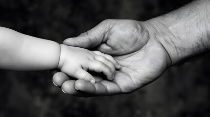 Hand Holding a Baby's Hand: A gentle adult hand holding a baby's tiny hand, symbolizing care and protection. 
