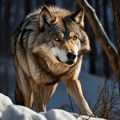 Obraz premium Beautiful Realistic Close Up Wolf Head