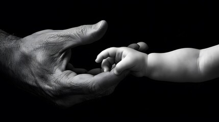 Hand Holding a Baby's Hand: A gentle adult hand holding a baby's tiny hand, symbolizing care and protection. 
