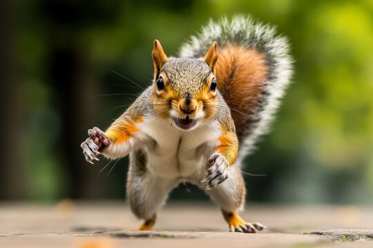 Squirrel chasing its own tail in a playful moment of confusion and excitement