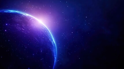 A stunning cosmic view capturing the beauty of a planet with vibrant colors against the dark expanse of space.