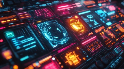 Obraz premium Futuristic Interface with Neon Lights.