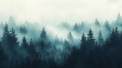 Misty Forest Landscape.