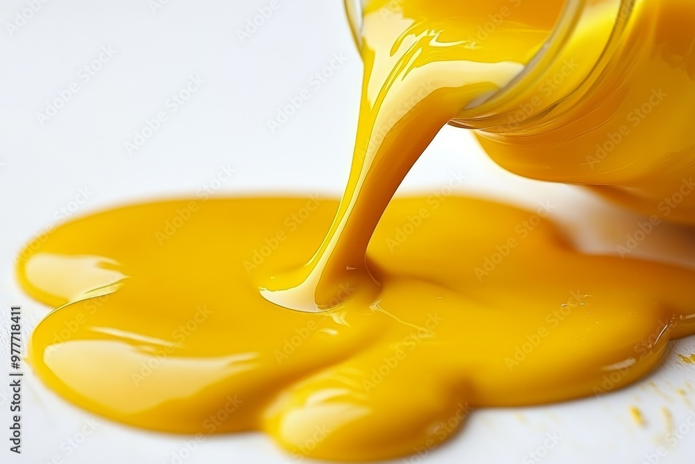 Poster yellow paint pouring in fluid motion symbolizing creativity art and the vibrancy of expression throu