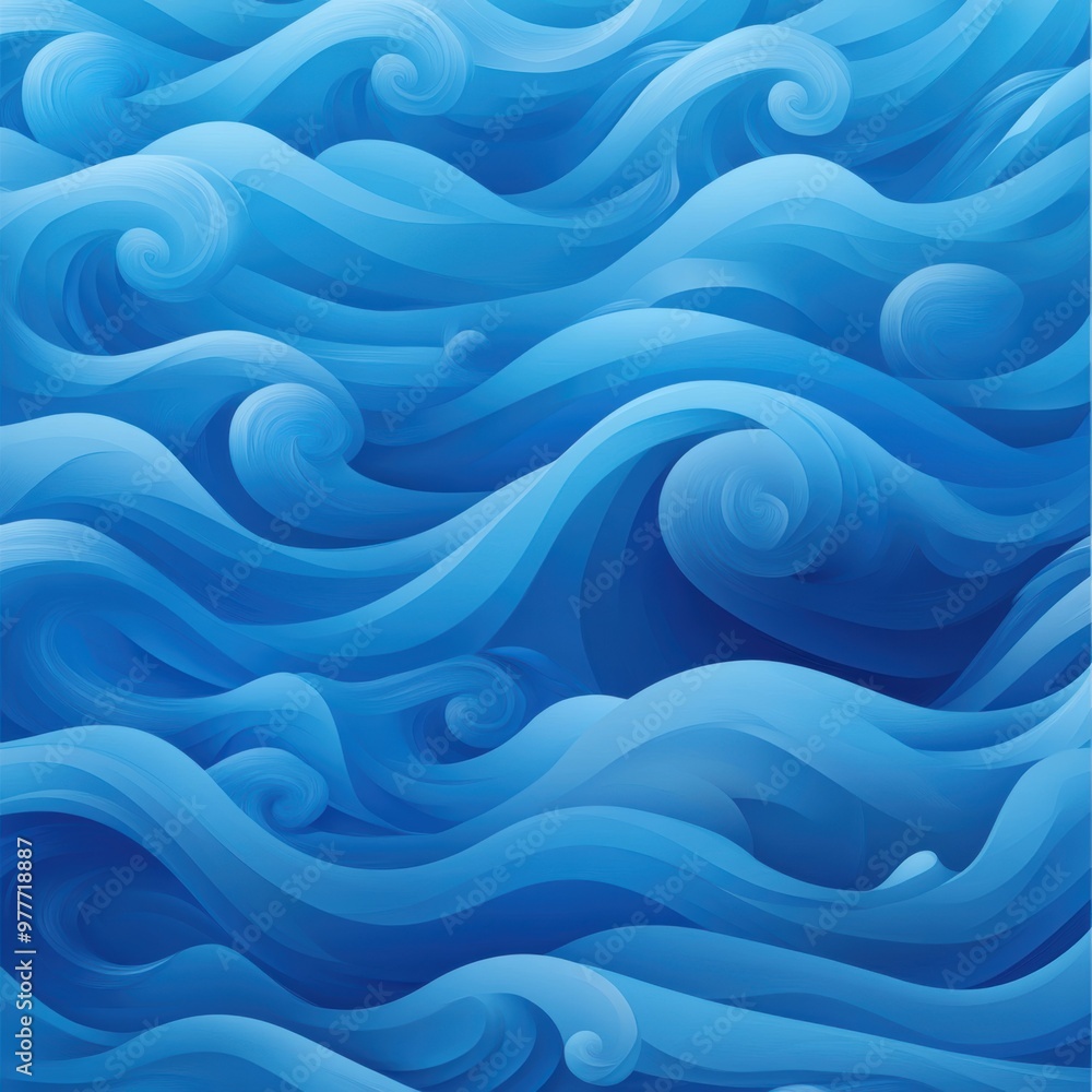 Poster a vibrant and dynamic pattern of swirling blue waves, creating a sense of movement and tranquility. 