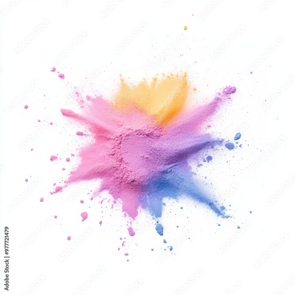 Poster a vibrant explosion of colorful powder creating a dynamic and artistic visual effect, perfect for cr