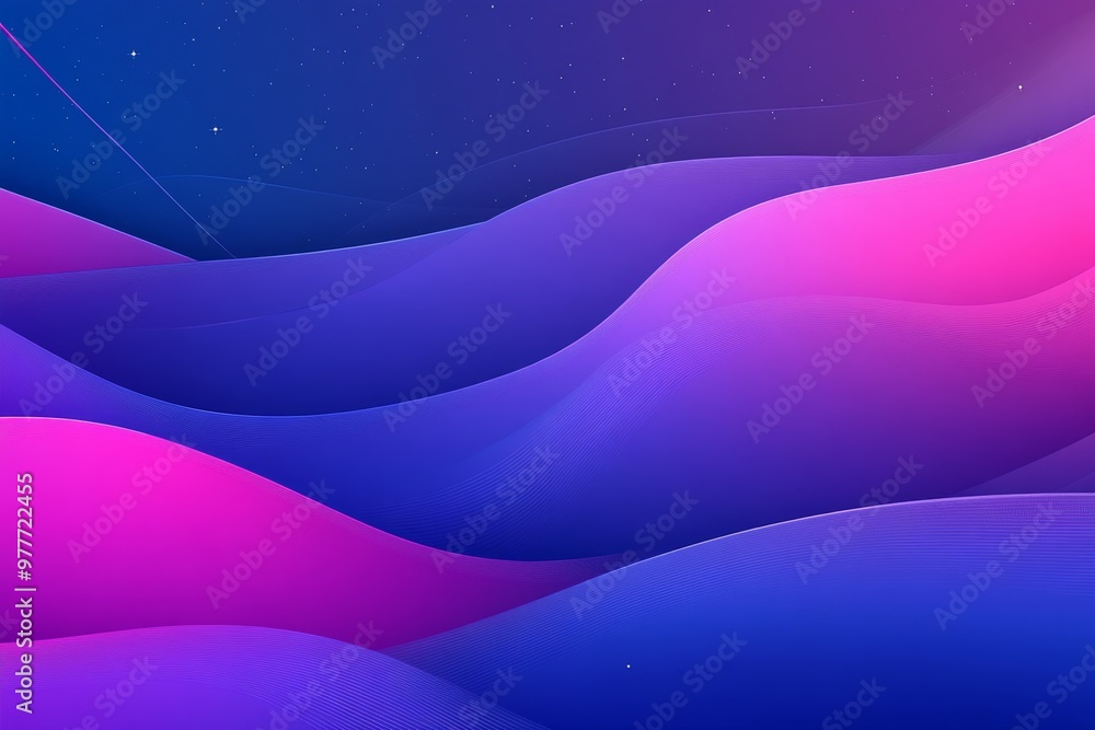 Poster abstract wavy gradients of pink purple and blue symbolizing smooth motion flow and the dynamic inter