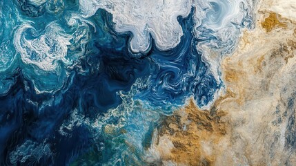 Naklejka premium abstract earth texture mosaic swirling patterns of deserts oceans forests and ice caps aerial perspective
