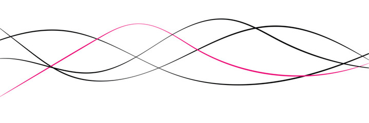 Thin line wavy abstract vector background. Curve wave seamless pattern. Line art striped graphic template. 