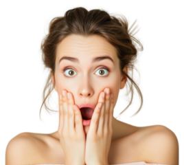 Woman face with surprise portrait adult shock.