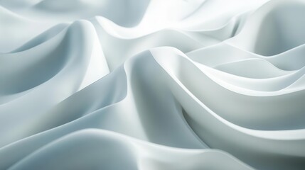 Obraz premium abstract white sculptural waves creating a fluid organic pattern soft shadows and highlights accentuate the flowing forms resembling liquid marble in a minimalist contemporary aesthetic