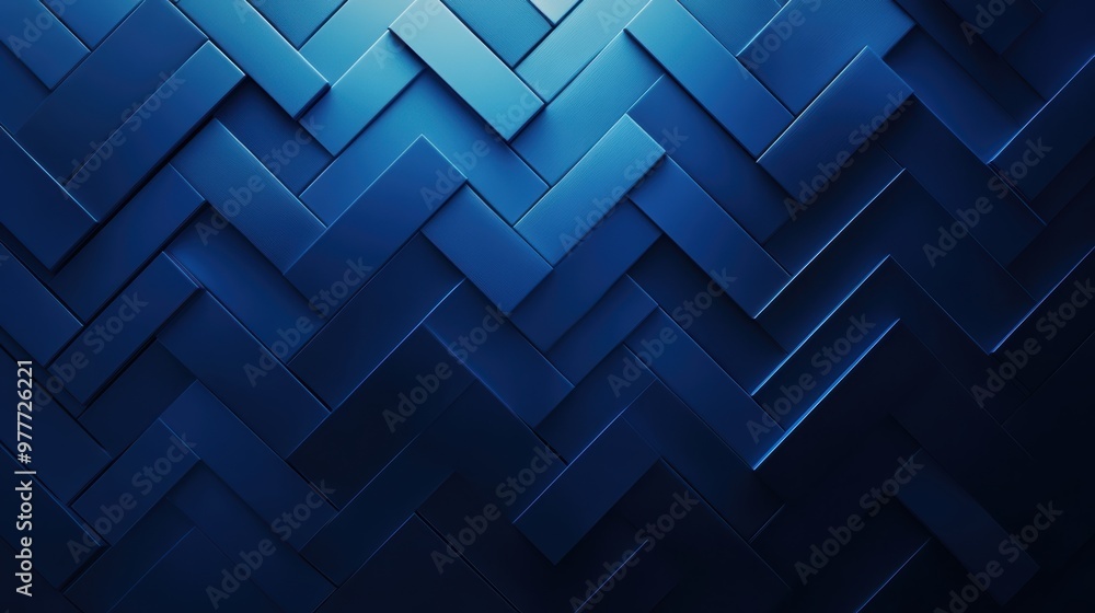 Poster a visually striking blue abstract pattern with interlocking geometric shapes, perfect for background