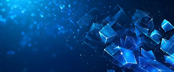 Abstract blue background with geometric shapes and a glowing light effect for a technology concept vector design.