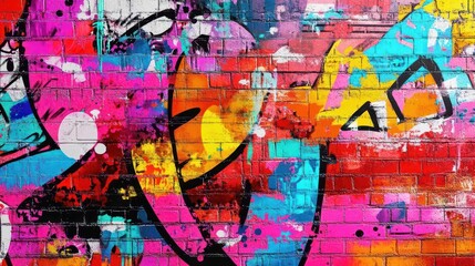 artistic pop art graffiti wall abstract background colorful urban street style digital illustration