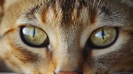 A close-up of a Chausie cat's eyes, capturing its wild essence and unique markings against a soft background