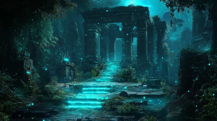 Ancient Ruins in a Mystical Forest.